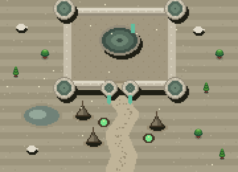 The Restless Fields chapter map: a pale fort in bone-dry sands